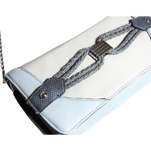 Jennifer Lopez Glacier Blue Gray HANDBAG CLUTCH + CHAIN Shoulder Purse 12x6 JLO! - Picture 2 of 8